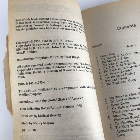 The Return Of The King by J.R.R. Tolkien LOTR Part 3 Paperback 1973 Ballantine - Picture 6 of 6